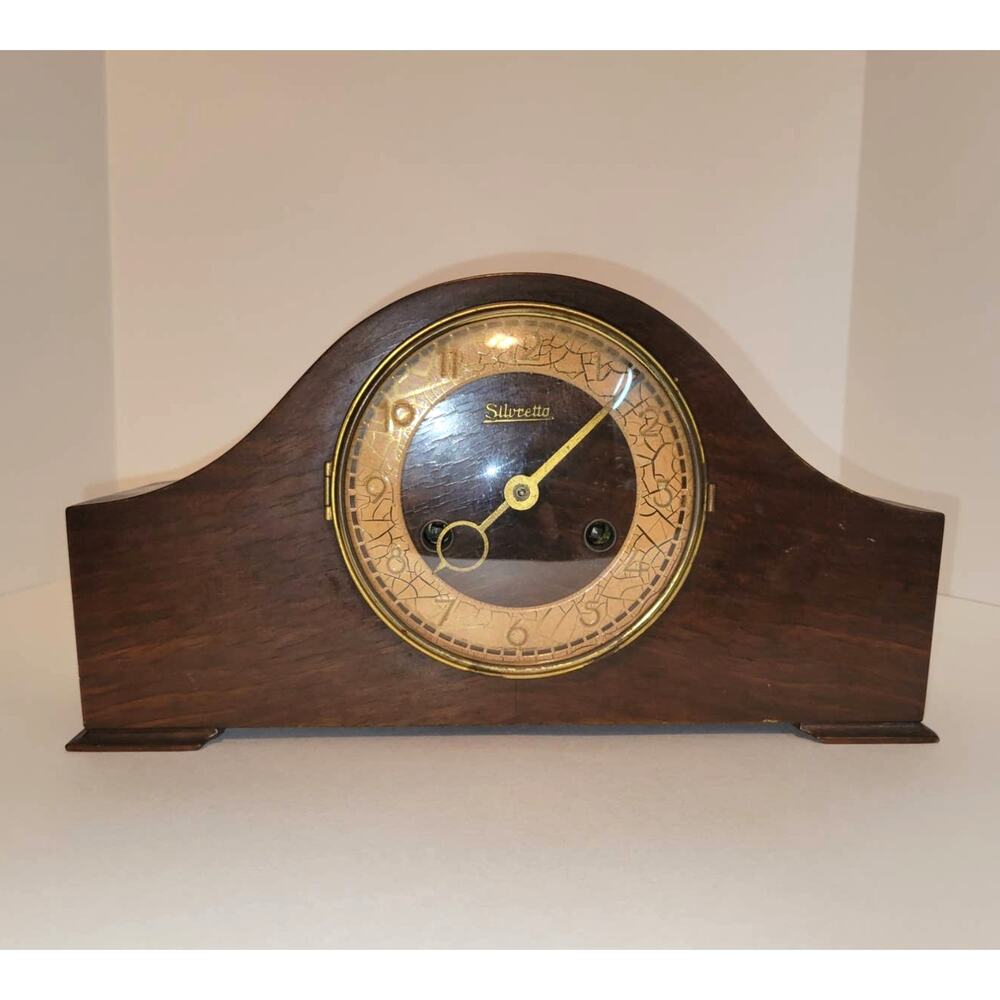 RARE Vintage Wooden Winding Silvretta Mantel Clock